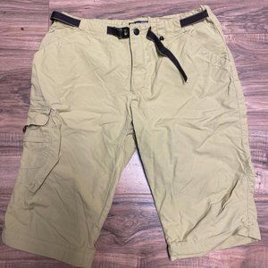 REI Cropped Pants Capri Sz 6 28W Beige Hiking Capris UPF 30+ Belted 